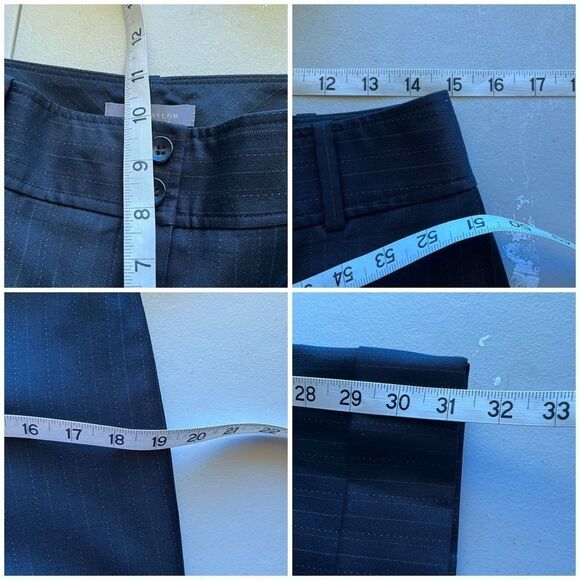 Ann Taylor Women’s Margo Gray Pinstripe Wide Leg Dress Pants Size 4 goth Office - Picture 4 of 9